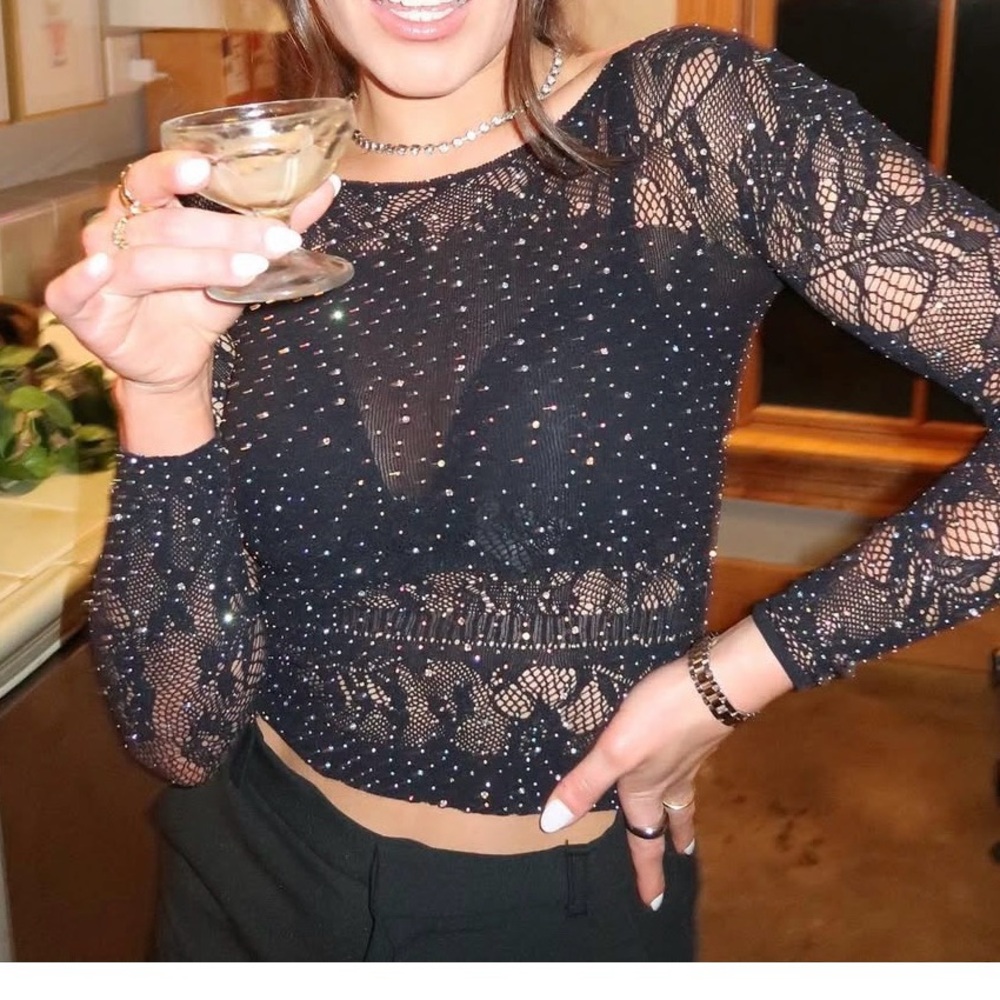 Zara sequin/see through top